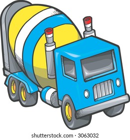 Cement Truck Vector Illustration