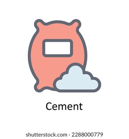 Iconos del contorno de relleno del vector de cemento. Material gráfico simple