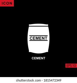 Cement vector icon on black background. Illustration flat icon for graphic, print media interfaces and web design.
