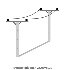 Cement voltage power electric pole transmit electricity on white background flat vector icon design.	