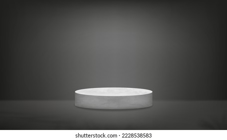 Cement Wall Background,Display 3D podium Grey Marble in Studio room on Concrete background,Vector minimal mockup banner design gray backdrop,Empty Gallery room in black color for product presentation