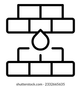 Vector de contorno de icono de ladrillo de pared de cemento. Capa de piedra. Construcción de morteros