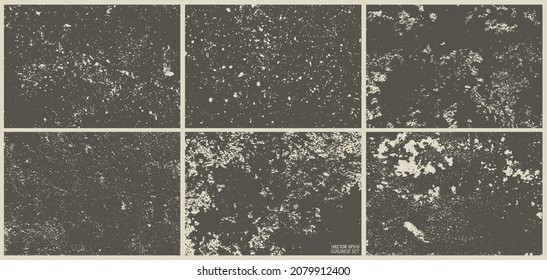 Conjunto de estampado de textura de pared de cemento. Cemento, hormigón, pared de yeso. Fondos vectoriales de grunge vintage. Colección de texturas gruesas.
