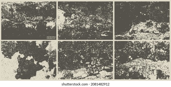 Cement wall texture grunge set. Cement, concrete, plaster wall. Vintage grunge vector backgrounds. Rough grungy textures collection.