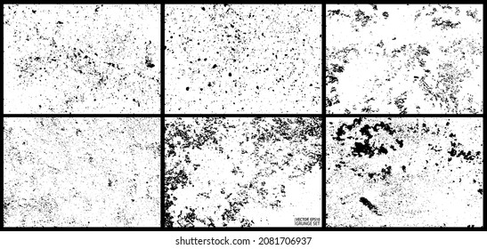 Cement wall texture grunge set. Cement, concrete, plaster wall. Vintage grunge vector backgrounds. Rough grungy textures collection.