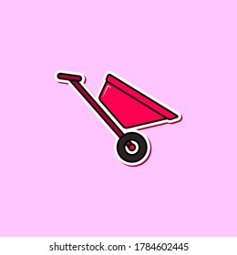 Cement wheelbarrow design for construction projects isolated on color background. Cartoon Concept. Vector illustration. Suitable for landing pages, icons, stickers and posters.