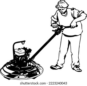 Cement Worker with Machinery Vector Illustration