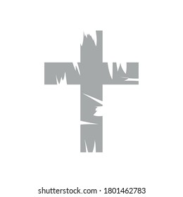cementery cross icon over white background, flat style, vector illustration