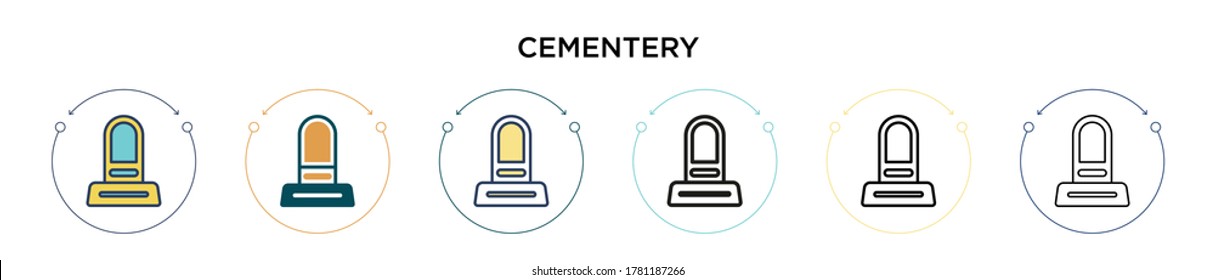 Cementery icon in filled, thin line, outline and stroke style. Vector illustration of two colored and black cementery vector icons designs can be used for mobile, ui, web