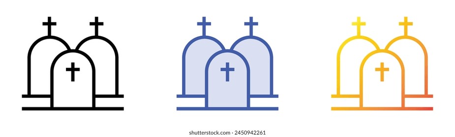 cementery icon. Linear, Blue Fill and Gradient Style Design Isolated On White Background