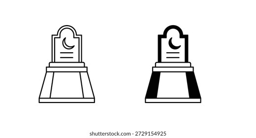Icono de conjunto de cementerio con fondo blanco Vector Ilustración de stock