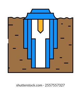 cementing operation petroleum engineer line icon vector. cementing operation petroleum engineer sign. isolated symbol illustration