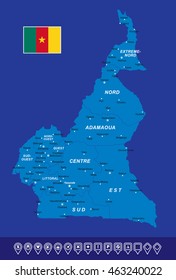 Cemeroon Blue Map vector illustration