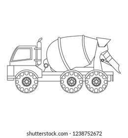 Cemet truck vehicle in black and white