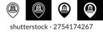 Cemetary Icon Set White And Black Background Style