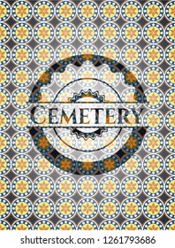 Cemetery arabesque emblem background. arabic decoration.