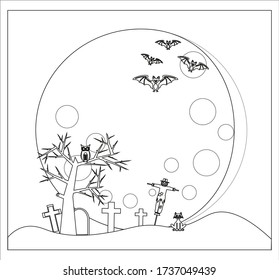 cemetery background halloween, illustration for web and mobile design.