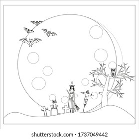 cemetery background halloween, illustration for web and mobile design.