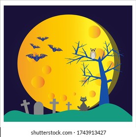 cemetery background halloween, illustration for web and mobile design.