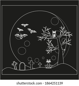 cemetery background halloween, illustration for web and mobile design.