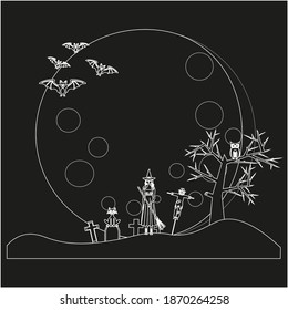 cemetery background halloween, illustration for web and mobile design.