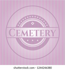 Cemetery badge with pink background