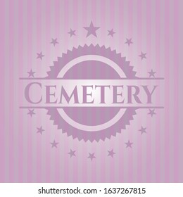 Cemetery badge with pink background. Vector Illustration. Detailed.