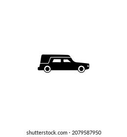 cemetery car icon. funeral, grave car symbol in solid black flat shape glyph icon, isolated on white background 