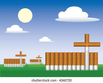 Cemetery and cigarettes grave, vector