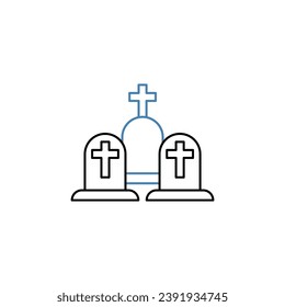 CEMETERY concept line icon. Simple element illustration. CEMETERY concept outline symbol design.