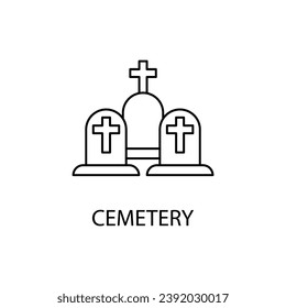 CEMETERY concept line icon. Simple element illustration. CEMETERY concept outline symbol design.