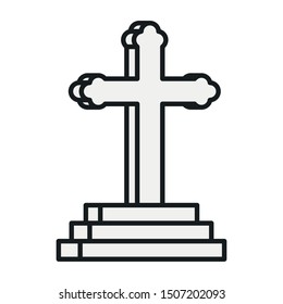 cemetery cross christianity isolated icon