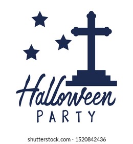 cemetery cross with halloween party message