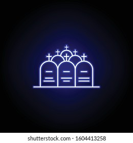 cemetery, death, graves outline blue neon icon. detailed set of death illustrations icons. can be used for web, logo, mobile app, UI, UX