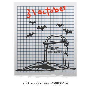 Cemetery Doddle On Paper