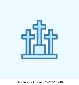 cemetery field outline icon. Element of 2 color simple icon. Thin line icon for website design and development, app development. Premium icon