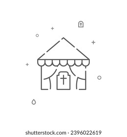 Cementerio, tienda funeraria simple icono de línea vector. Símbolo, pictograma, signo aislado en fondo blanco. Trazo editable. Ajustar el peso de la línea.
