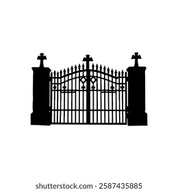 Cemetery Gate icon silhouette vector illustration on white background