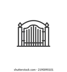Symbol für das Friedhofstor. lineares Stilzeichen für mobiles Konzept und Webdesign. Gate-Umriss-Vektorsymbol. Symbol, Logo-Abbildung. Vektorgrafik