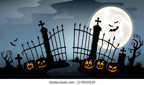 Cemetery gate silhouette theme 4 - eps10 vector illustration.