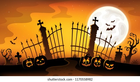 Cemetery gate silhouette theme 5 - eps10 vector illustration.