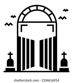 Cemetery gate solid icon 