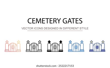 Cemetery gates icon design with white background stock illustration