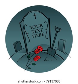 Cemetery grave dig shovel death funeral flower rose