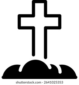 Cemetery, Grave, Funeral Vector Icon
