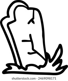 A cemetery gravestone with a cross on top of it. The gravestone is empty and has a broken leg