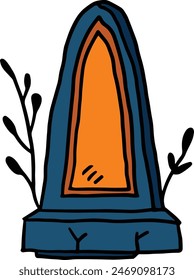 A cemetery gravestone with a cross on top of it. The gravestone is empty and has a broken leg