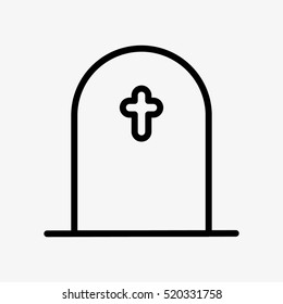 Cemetery Gravestone Minimalistic Flat Line Outline Stroke Icon Pictogram Symbol