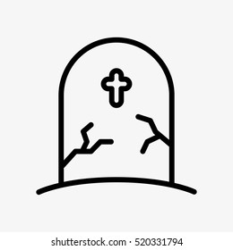 Cemetery Gravestone Minimalistic Flat Line Outline Stroke Icon Pictogram Symbol