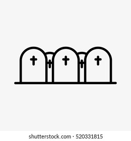 Cemetery Gravestone Minimalistic Flat Line Outline Stroke Icon Pictogram Symbol